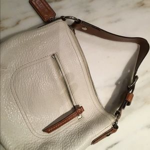 Coach off white polished pebbled leather purse